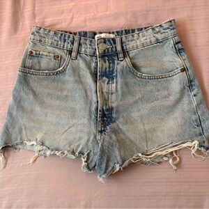 Zara Light Blue Distressed Jean Shorts